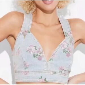 Wild Fable Floral Denim Crop Top